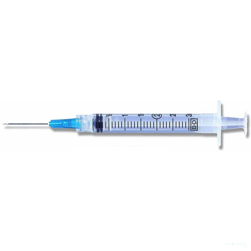 BD Luer-Lok Syringe, PresicionGlide Needle, 3mL 25g x 1, 100/BX, 309581