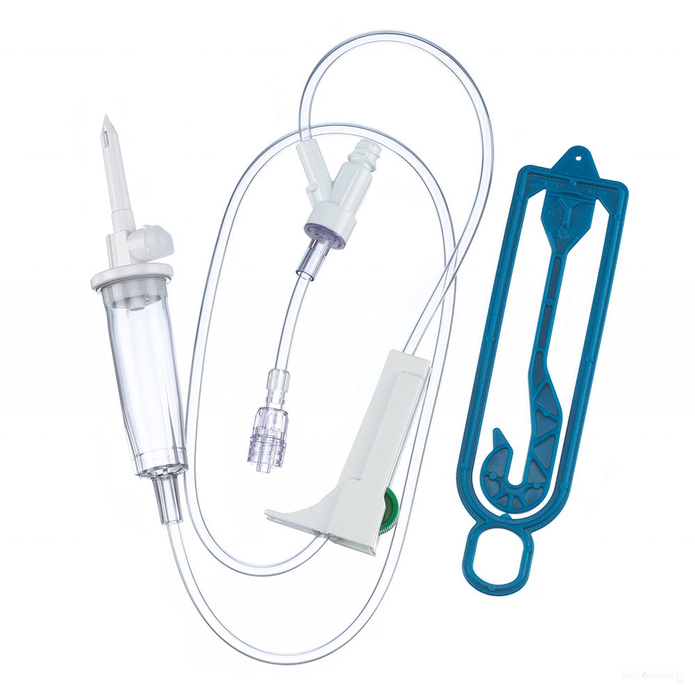 Secondary IV Set with Plastic Bag Hanger | Box of 50 — MedNeedles-US