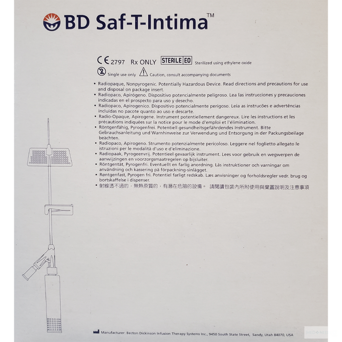24G x 3/4" - BD Saf-T-Intima | Sistema de seguridad intravenoso con adaptador en Y | Cada uno