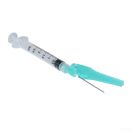 1mL | 25G x 5/8" SOL-CARE™ Luer Lock Safety Syringe with Safety Needle | 50 per Box | SOLM-12558SN