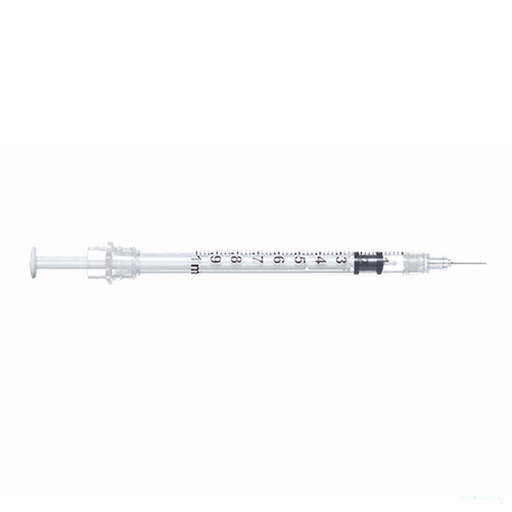 1mL | 28G x 1/2" - SOL-CARE™ TB Safety Syringe with Fixed Needle | 100 per Box | SOLM-100067IM